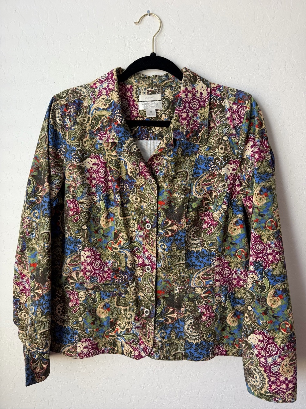 Christopher & Banks Multicolor Paisley Patchwork Button-Front Blazer